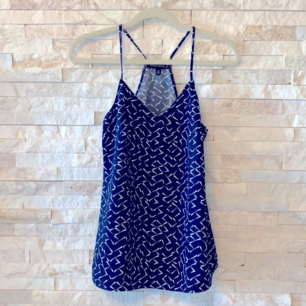 Banana Republic - Racerback Spaghetti Strap Camisole - Blue & White
